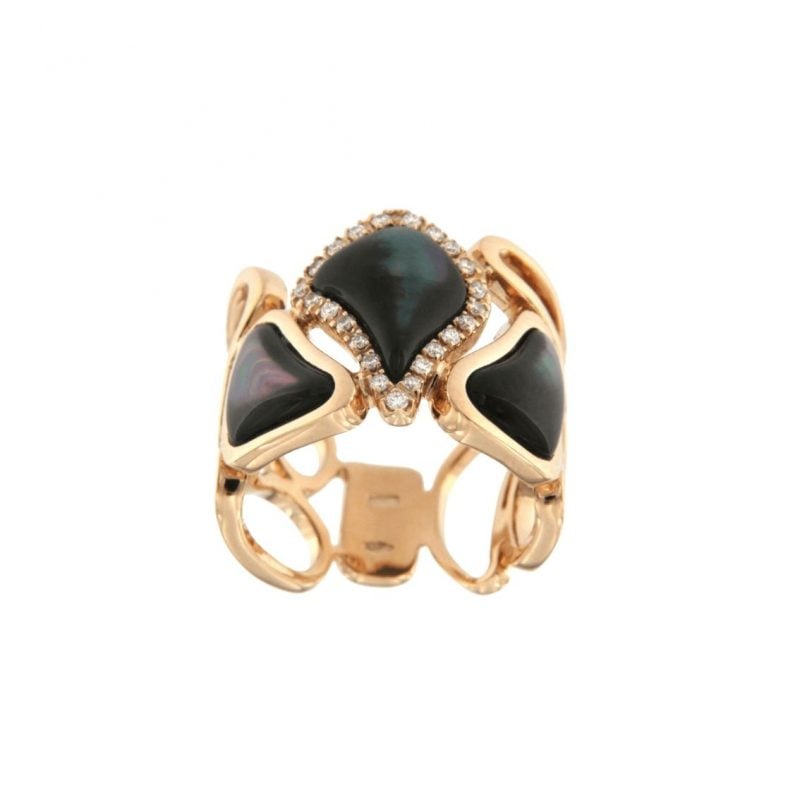 Anello cashmere modulare madreperla grigia Modular grey mother-of-pearl ring sconto discount