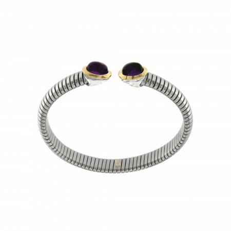 Bracciale tubogas acciaio-oro ametista