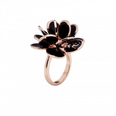Anello CHANTECLER in oro rosa e smalto nero