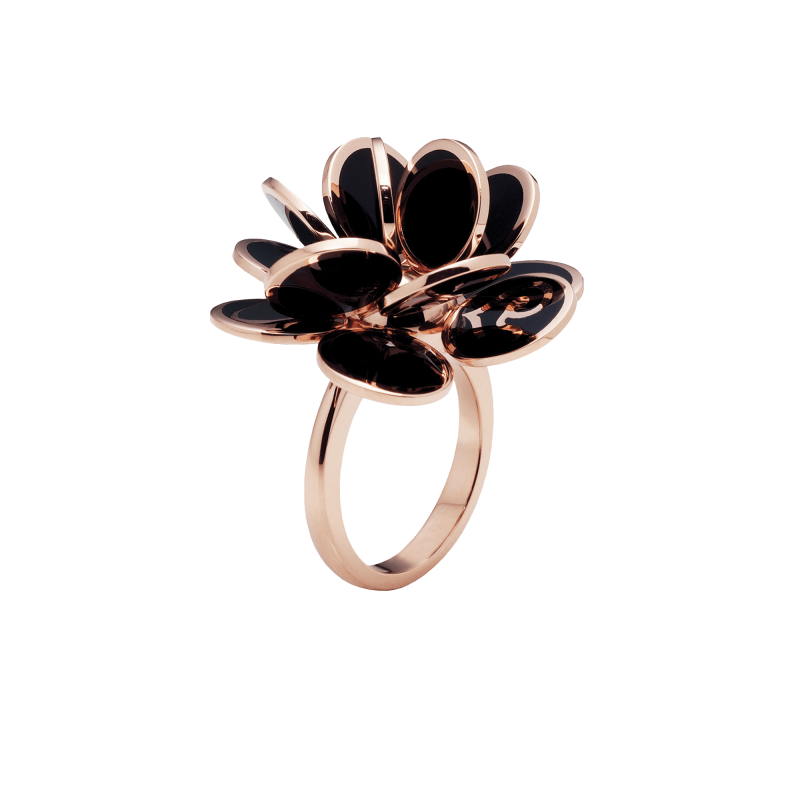 Anello CHANTECLER in oro rosa e smalto nero
