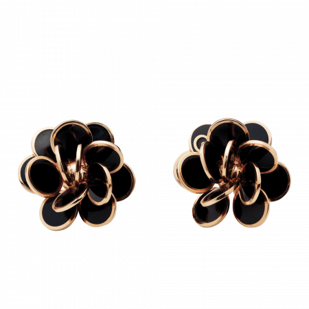 Orecchini Chantecler oro rosa smalto nero