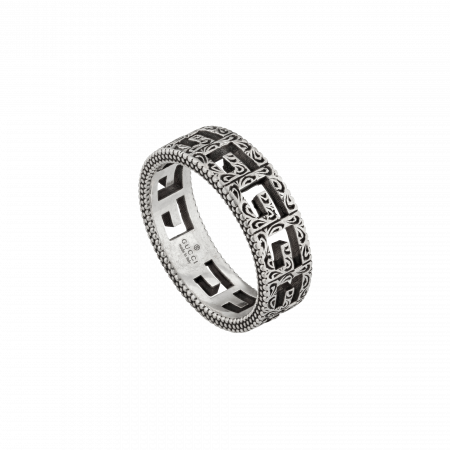 GUCCI Silver ring with Square G argento anello gucci sconto discount