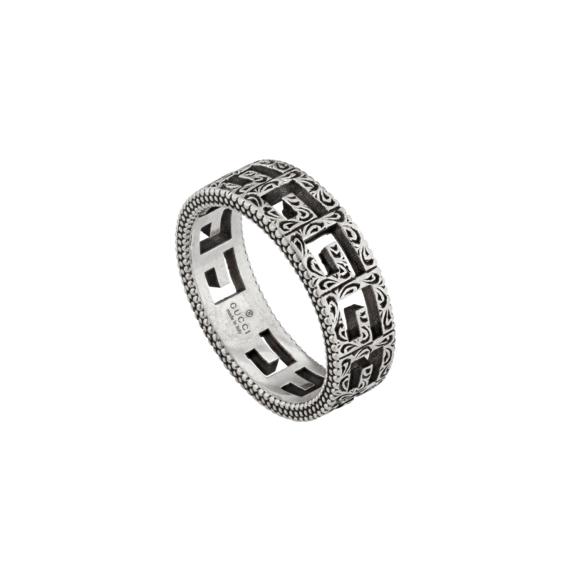 Anello GUCCI in argento G Quadro