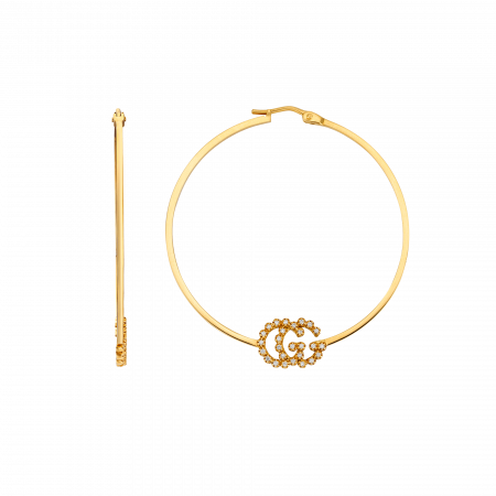 Orecchini Cerchi Gucci GG Running con diamanti