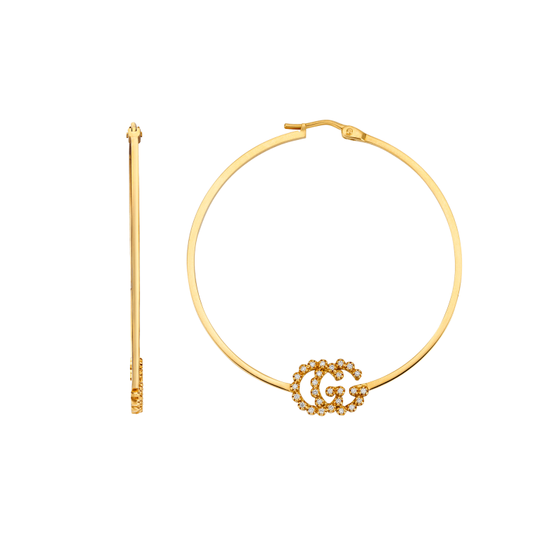 Orecchini Cerchi Gucci GG Running con diamanti