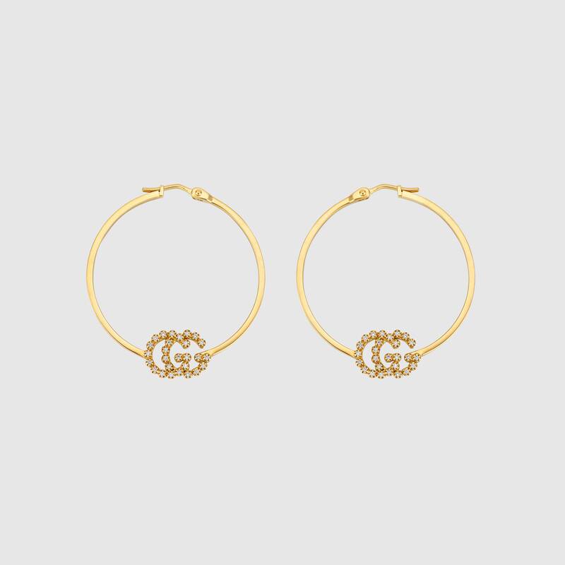 Orecchini Cerchi Gucci GG Running con diamanti