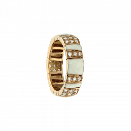 Anello Los Angeles oro rosa smalto bianco e brillanti