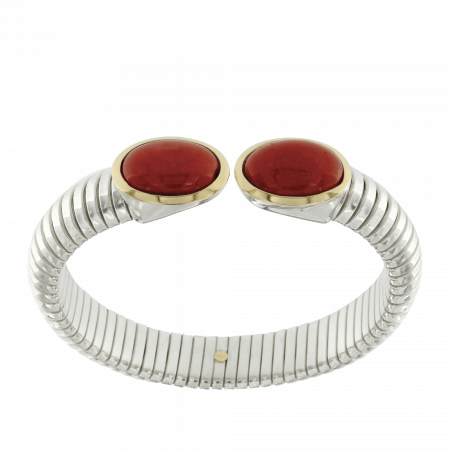Bracciale tubogas con 2 coralli naturali