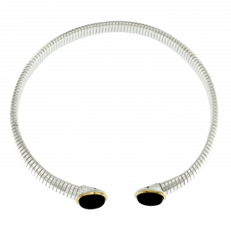 Collana tubogas con finiture in oro e onice