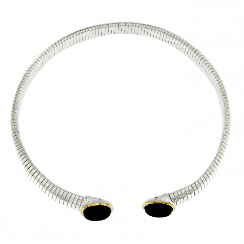 Collana tubogas con finiture in oro e onice