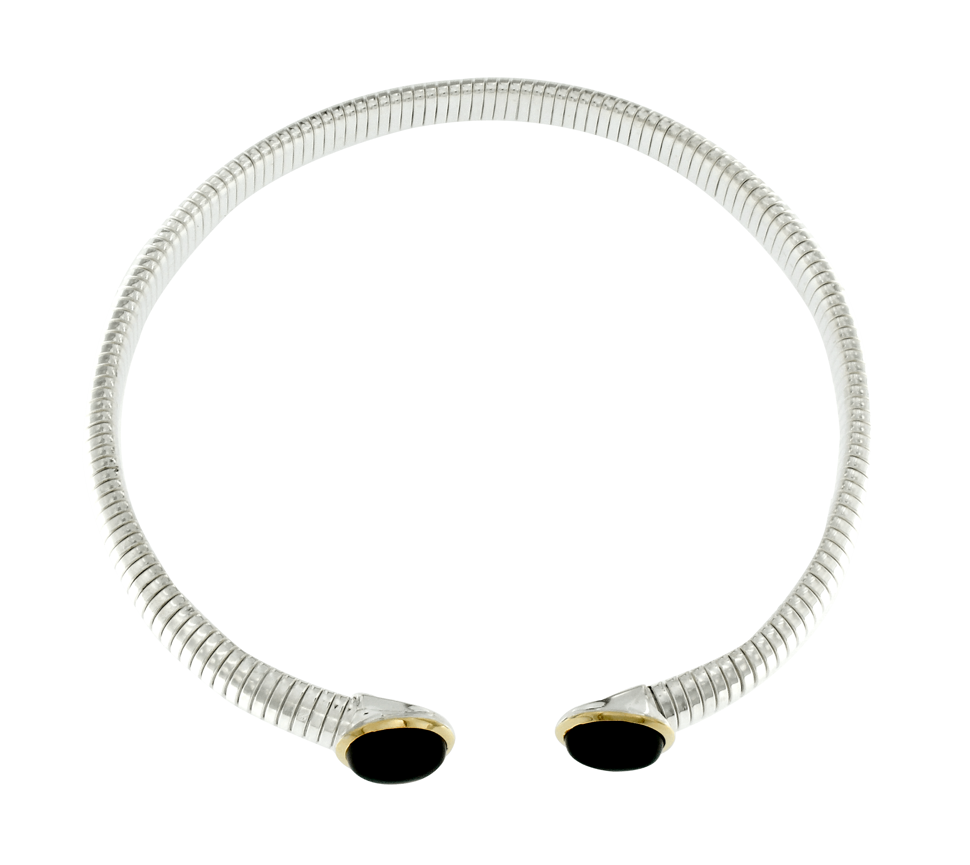 Collana tubogas con finiture in oro e onice