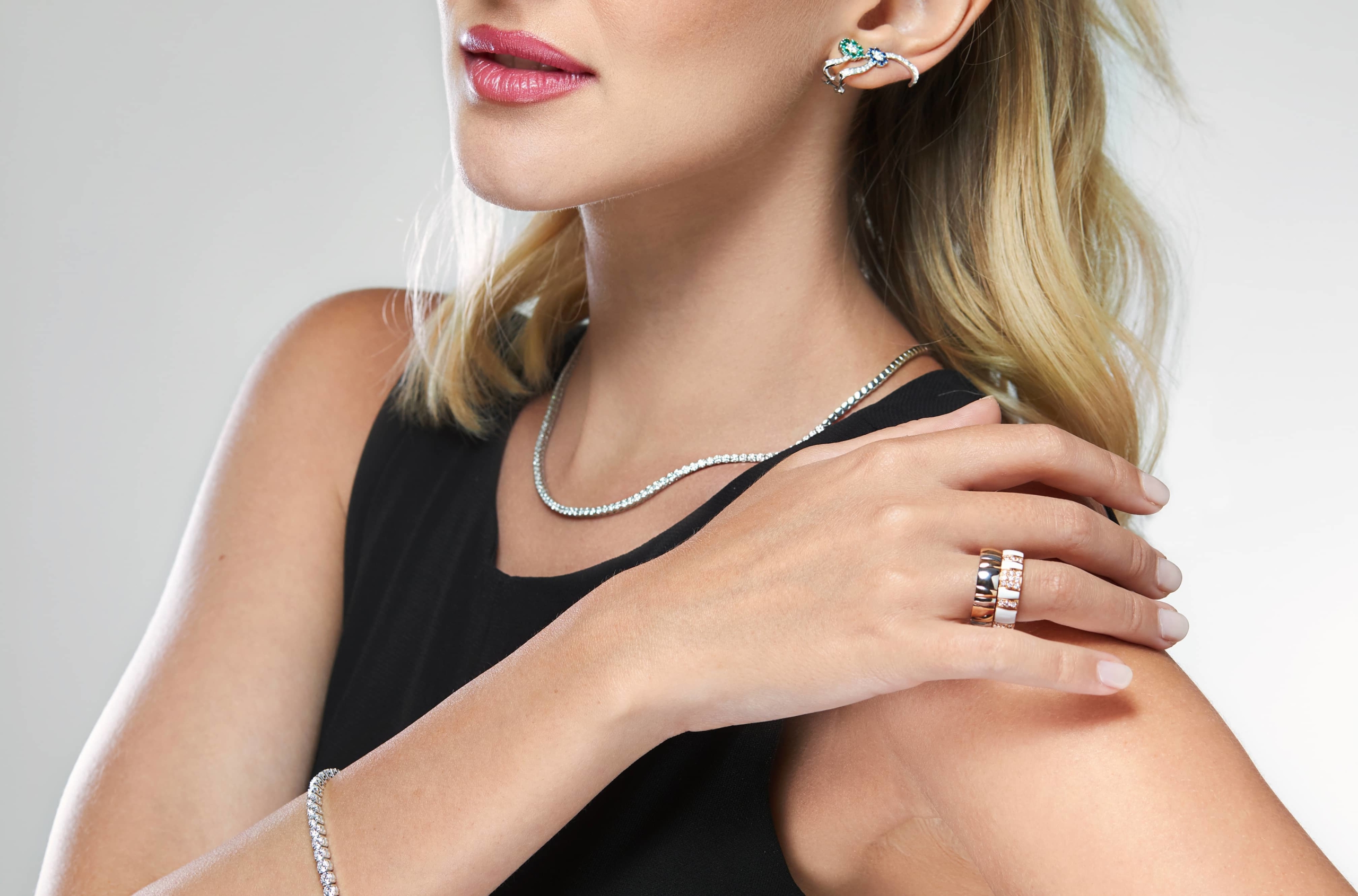 Anello Los Angeles in oro rosa con finiture bianche