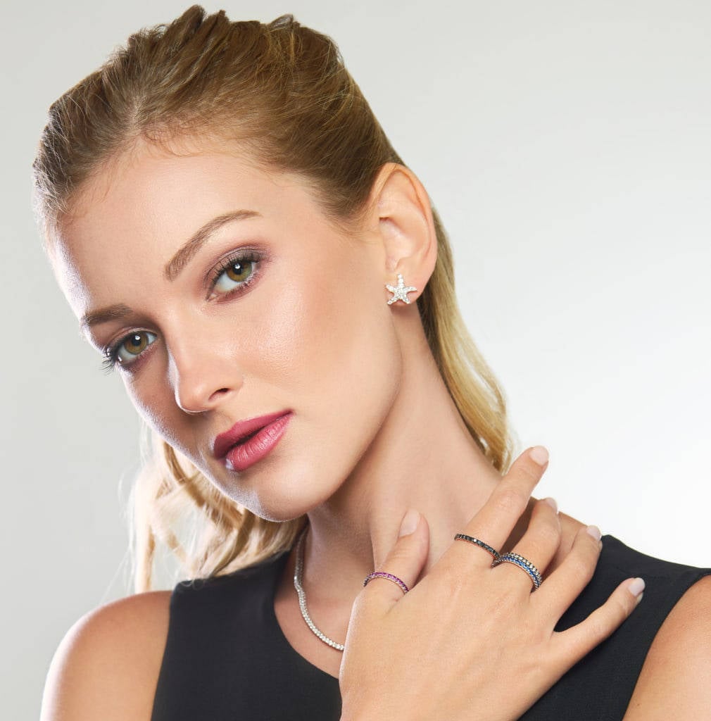 Orecchini stelle marine in oro bianco con brillanti