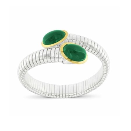 Bracciale tubogas contrariè con 2 agate verdi collezione Tubogas Fecarotta