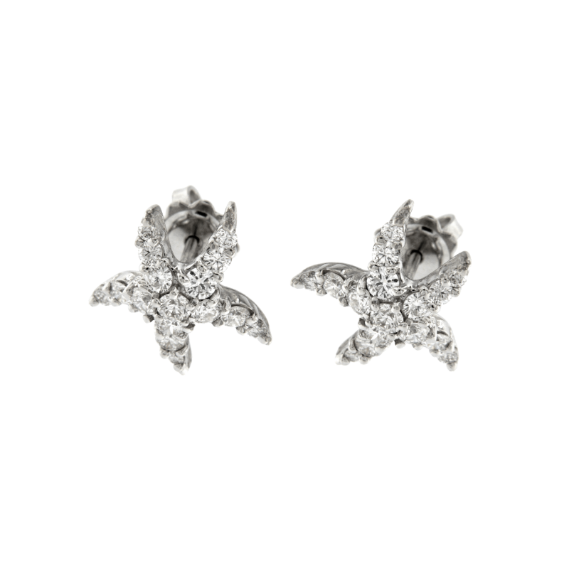 Orecchini stelle marine in oro bianco con brillanti