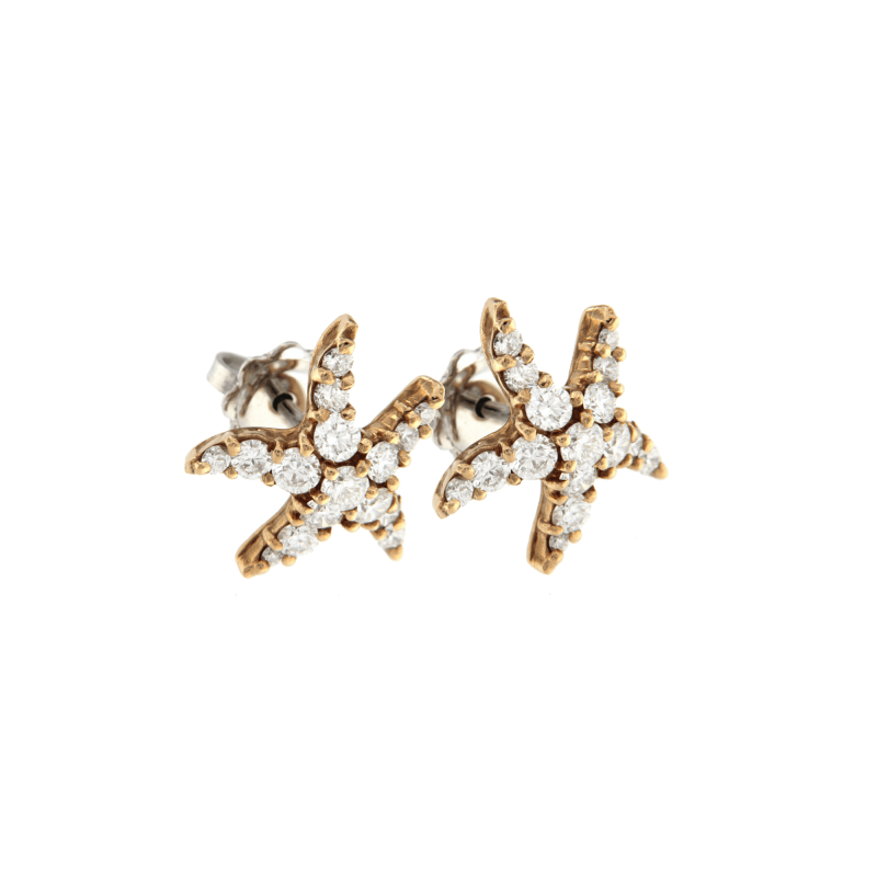Orecchini stelle marine in oro rosa con brillanti