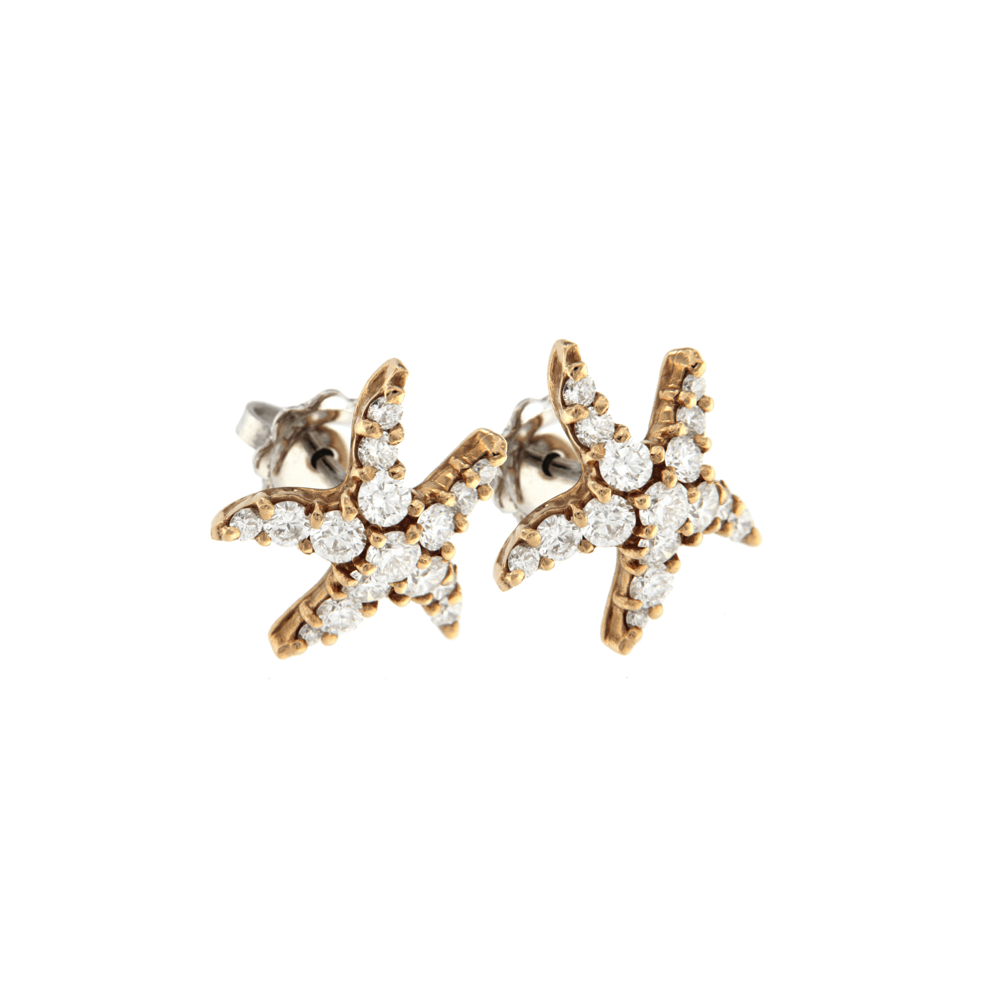 Orecchini stelle marine in oro rosa con brillanti