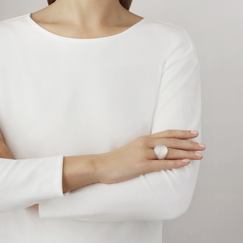 Anello Cabochon Lalique white patina