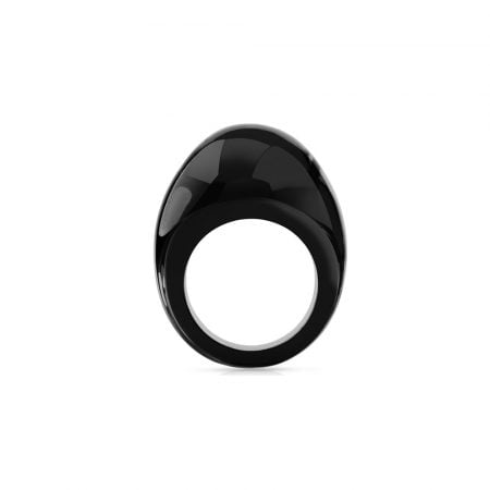 CABOCHON RING BLACK CRYSTAL