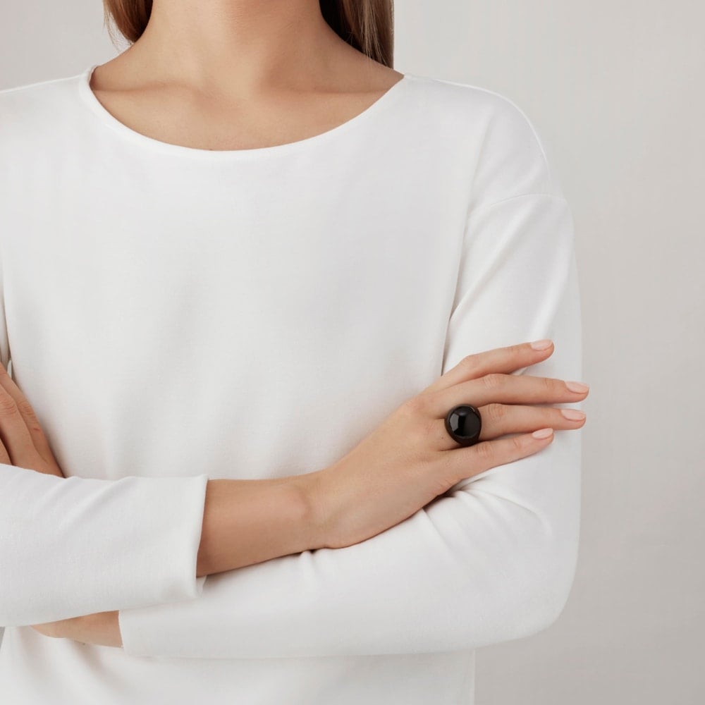 CABOCHON RING BLACK CRYSTAL - Image 2