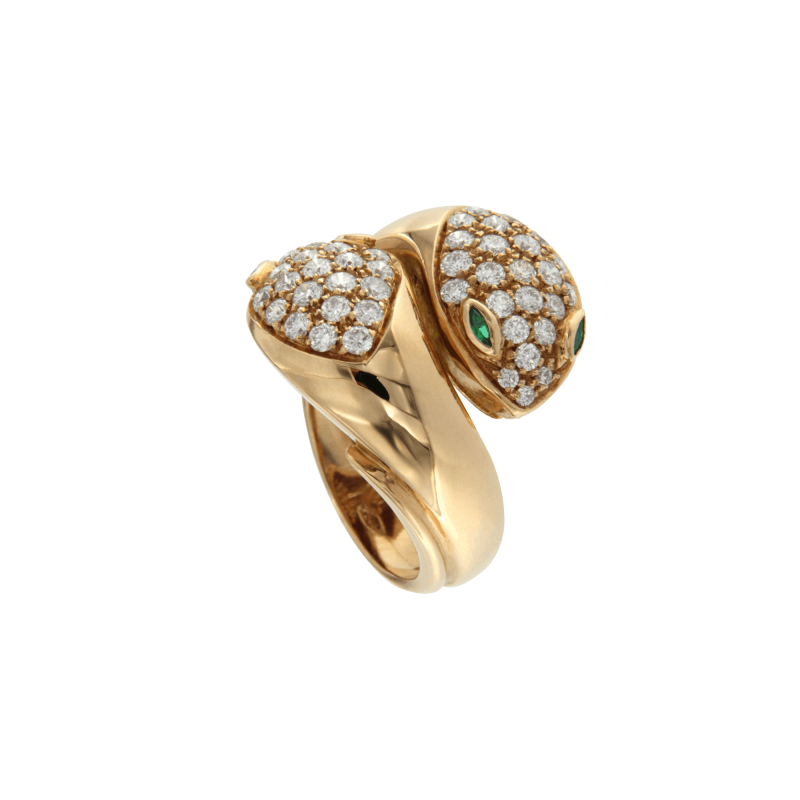 Anello serpenti '70 in oro rosa brillanti