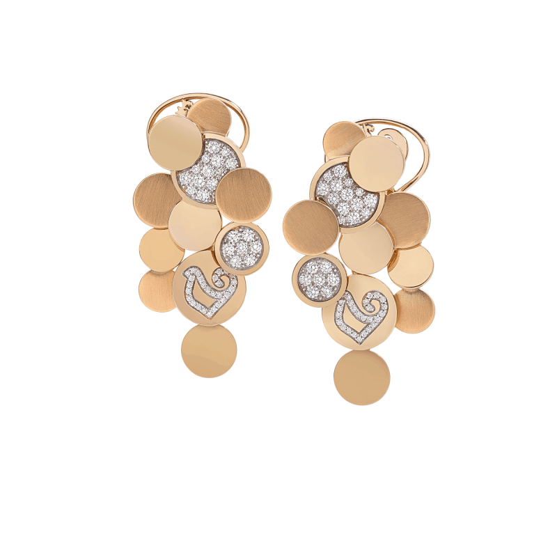 Chantecler Orecchini Paillettes oro rosa diamanti