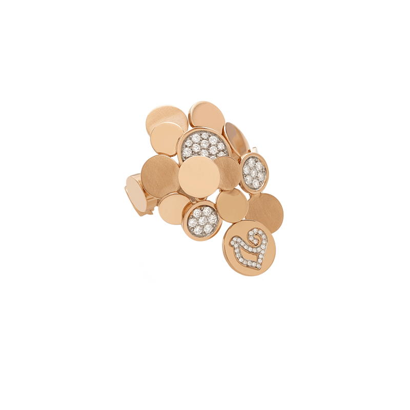 Anello CHANTECLER Paillettes oro rosa diamanti