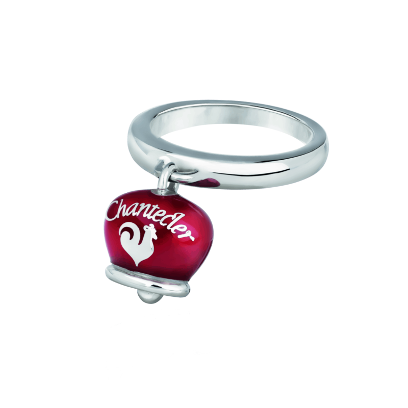 Anello Campanella con cuori smalto rosso nero Chantecler