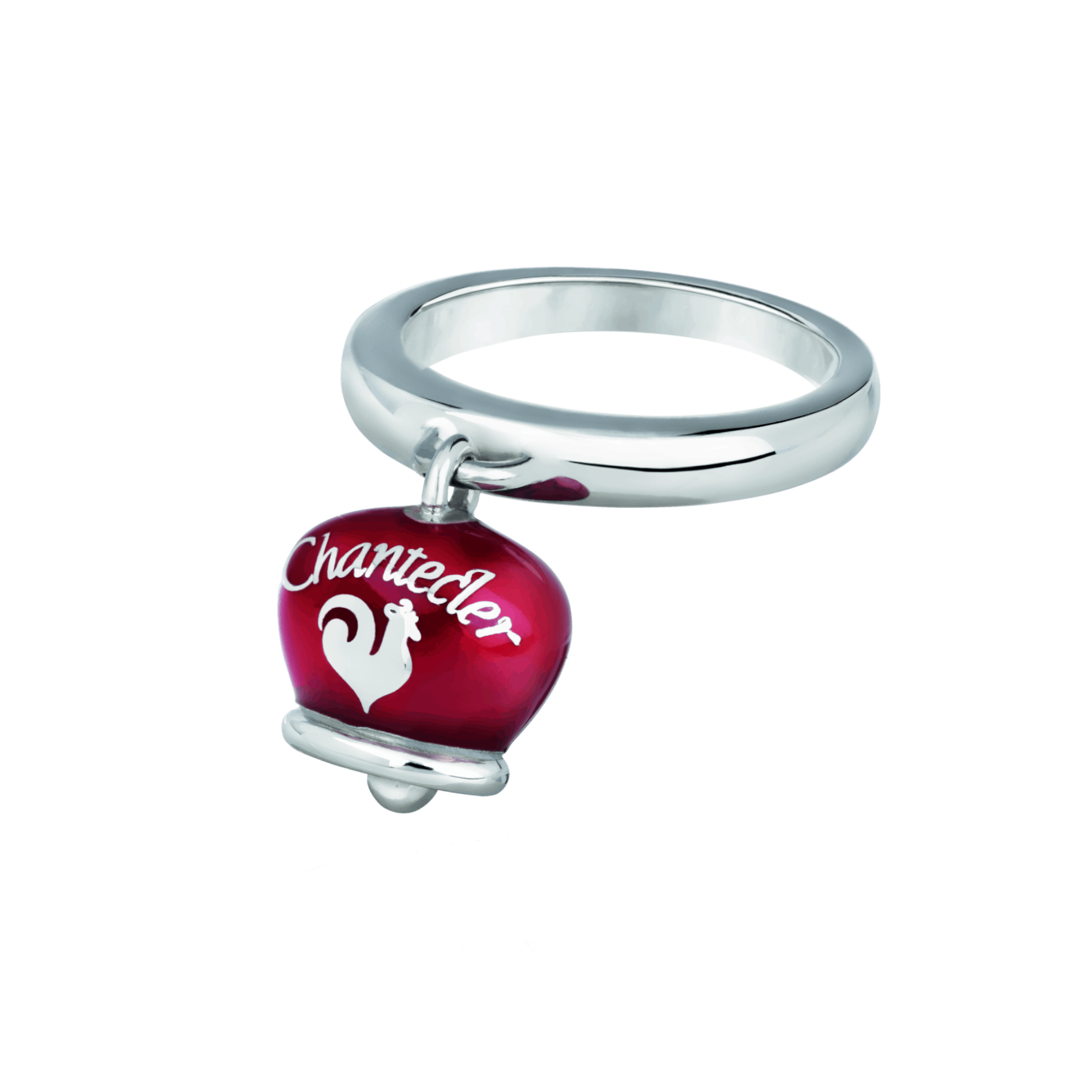 Anello Campanella con cuori smalto rosso nero Chantecler