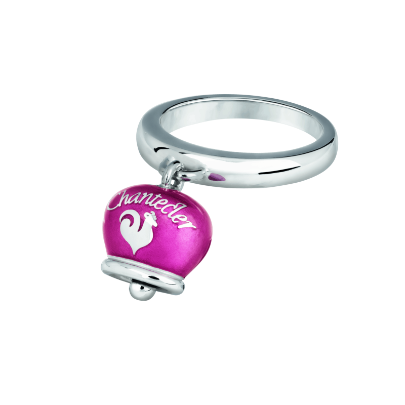 Chantecler Anello Campanella cuori lucchetto smalto bouganville