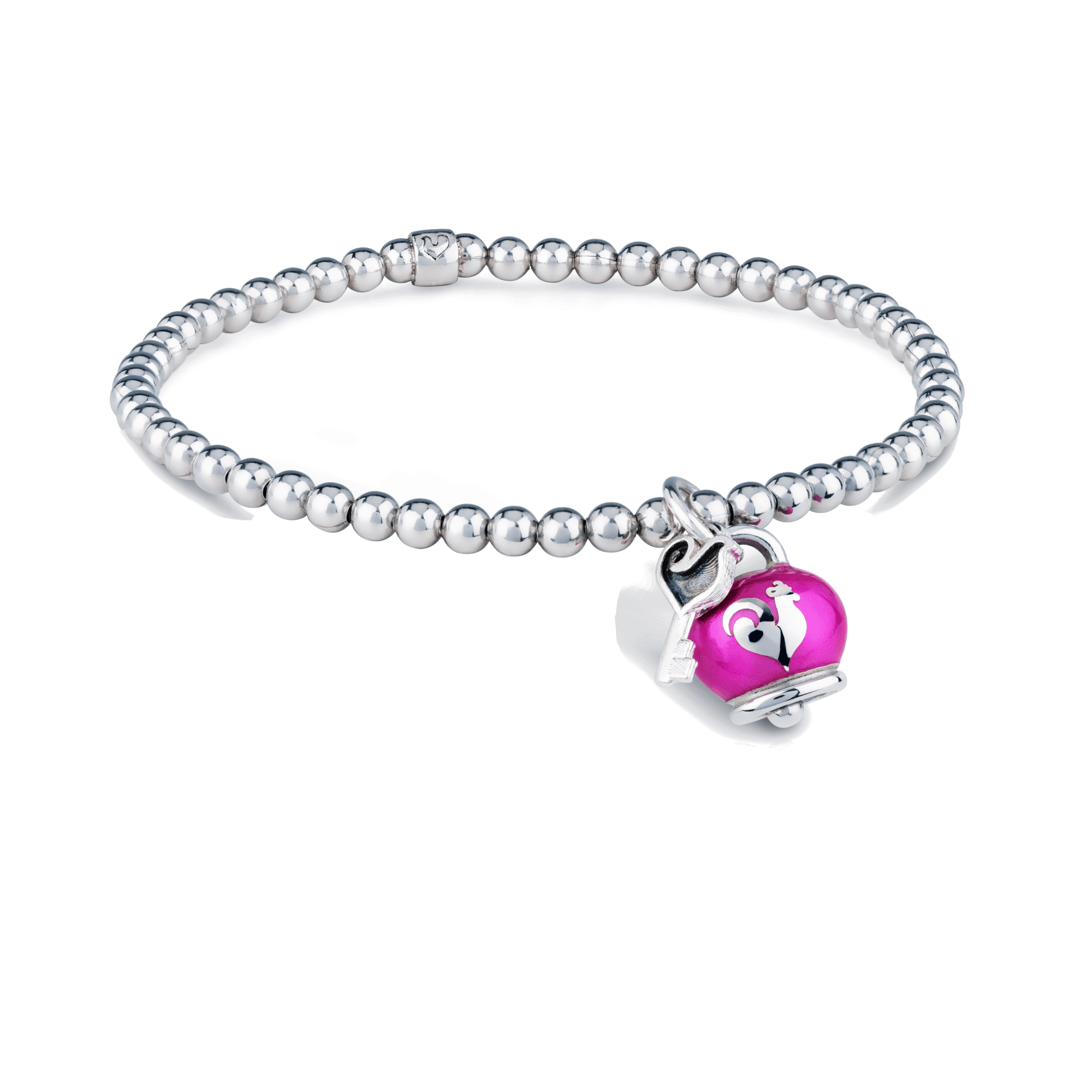 Chantecler Bracciale elastico Campanella cuori lucchetto Bouganville