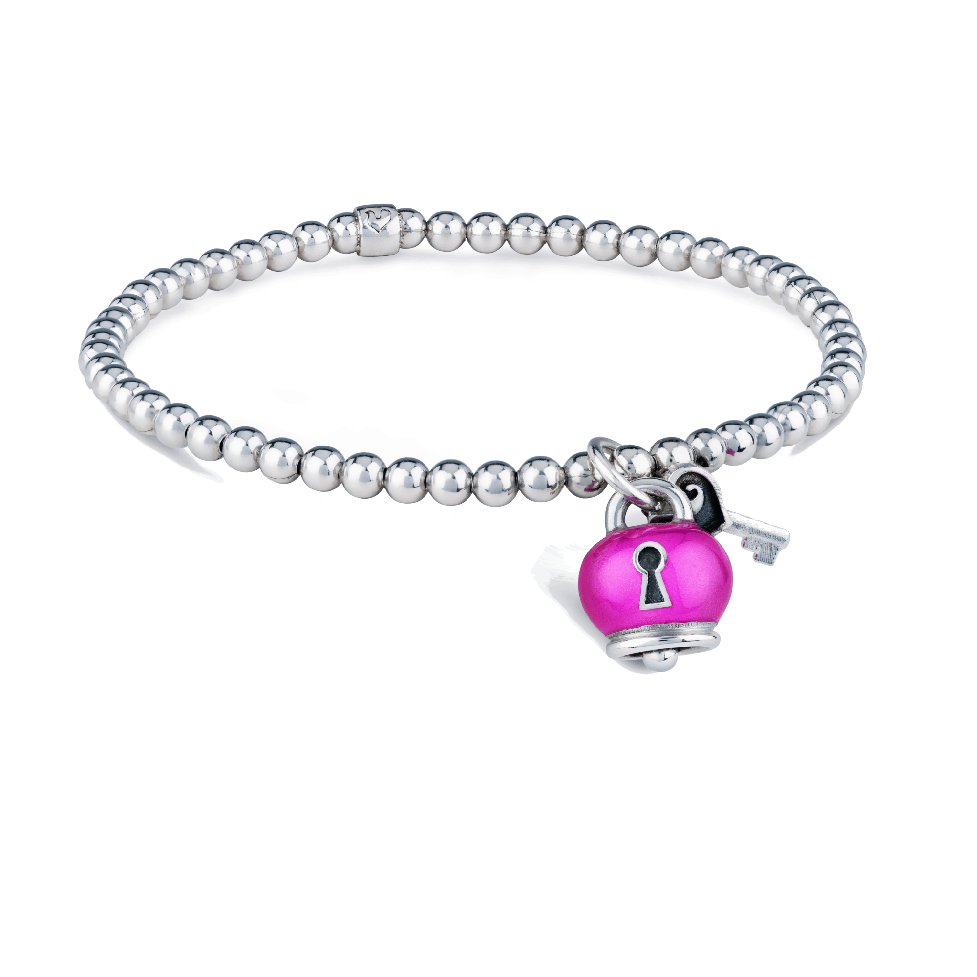 Chantecler Bracciale elastico Campanella cuori lucchetto Bouganville