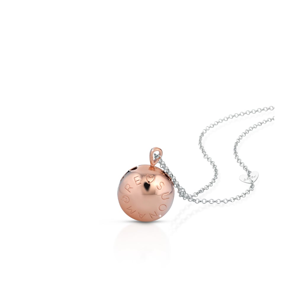 Ciondolo argento placcato oro rosa Luna e catena Le Bebè