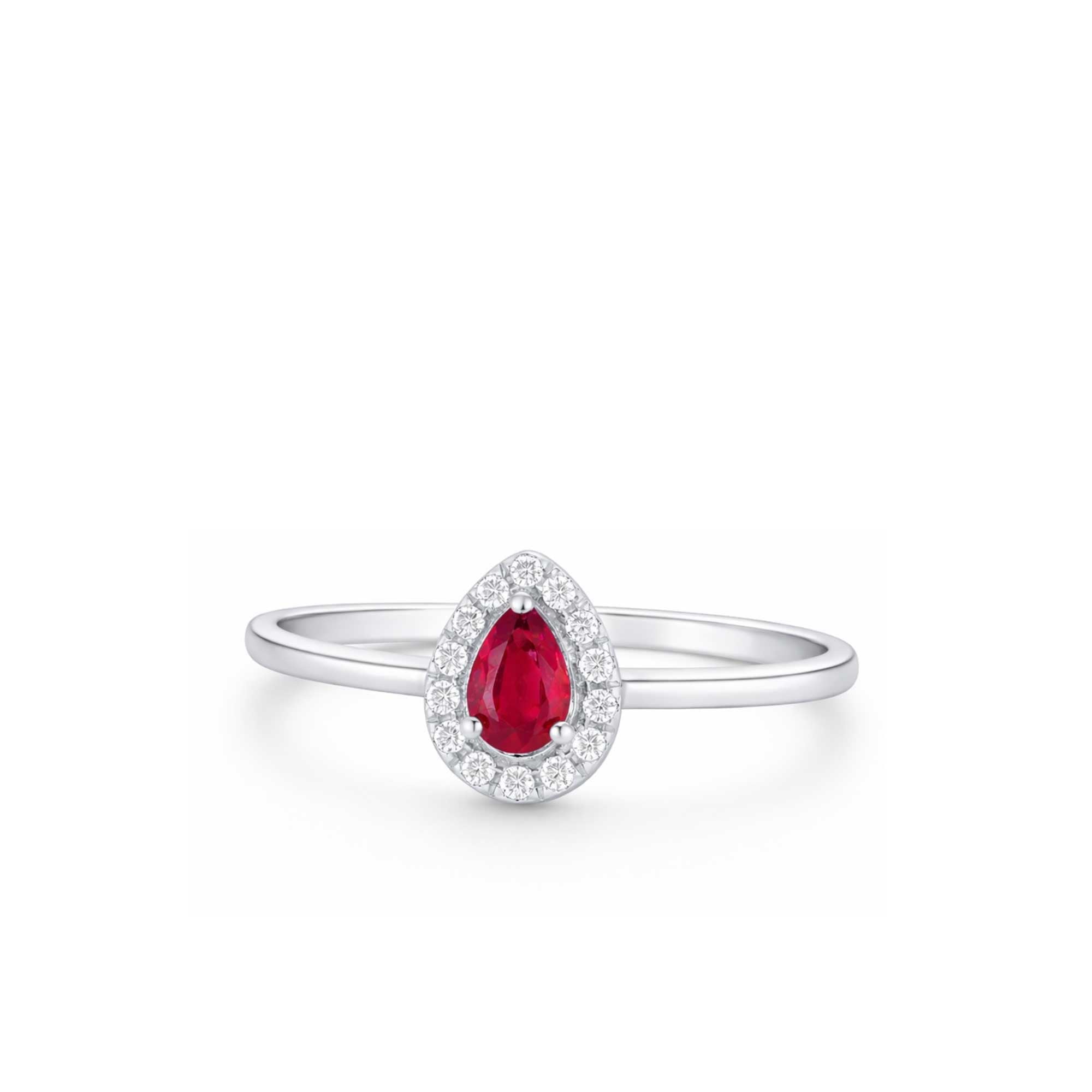 White gold ring with ruby