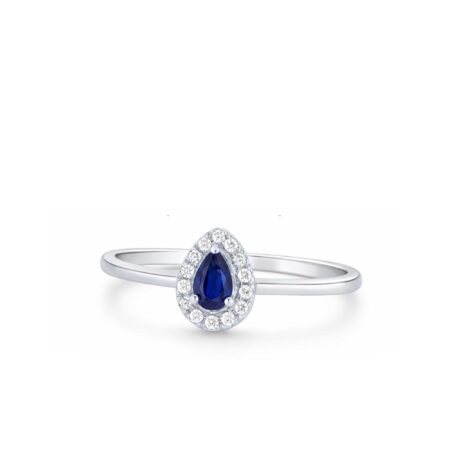 White gold ring with sapphire