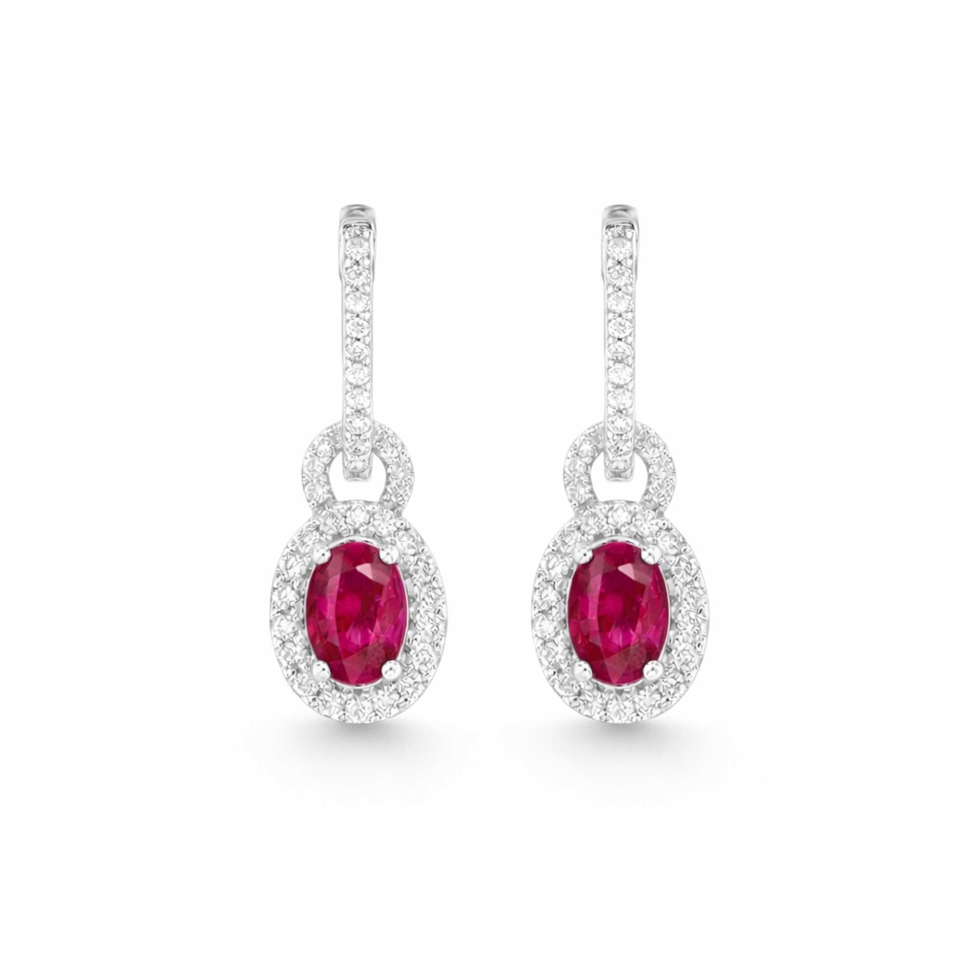 Orecchini in oro bianco con brillanti e rubini birmani