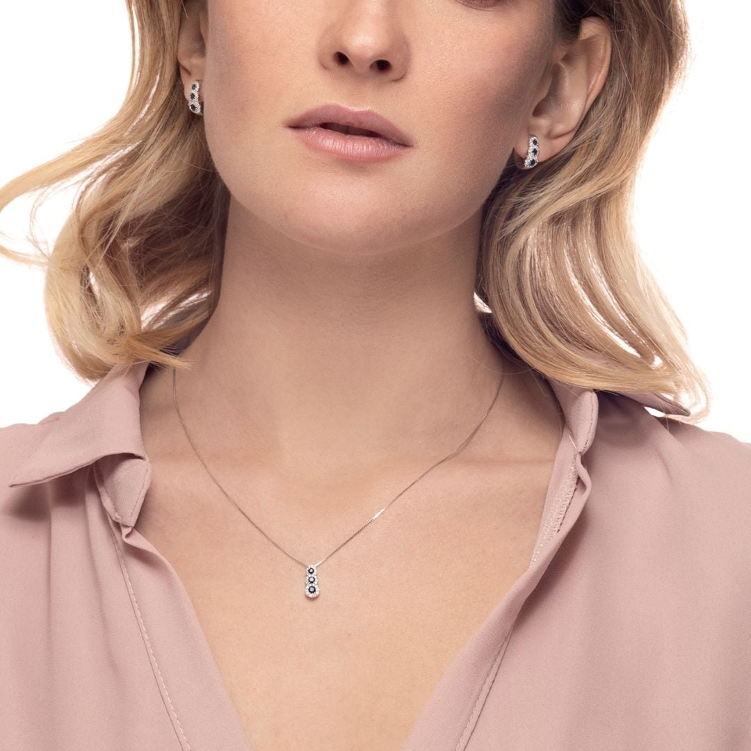 E176366Z orecchini diamanti zaffiri sapphires diamonds earrings sconto discount