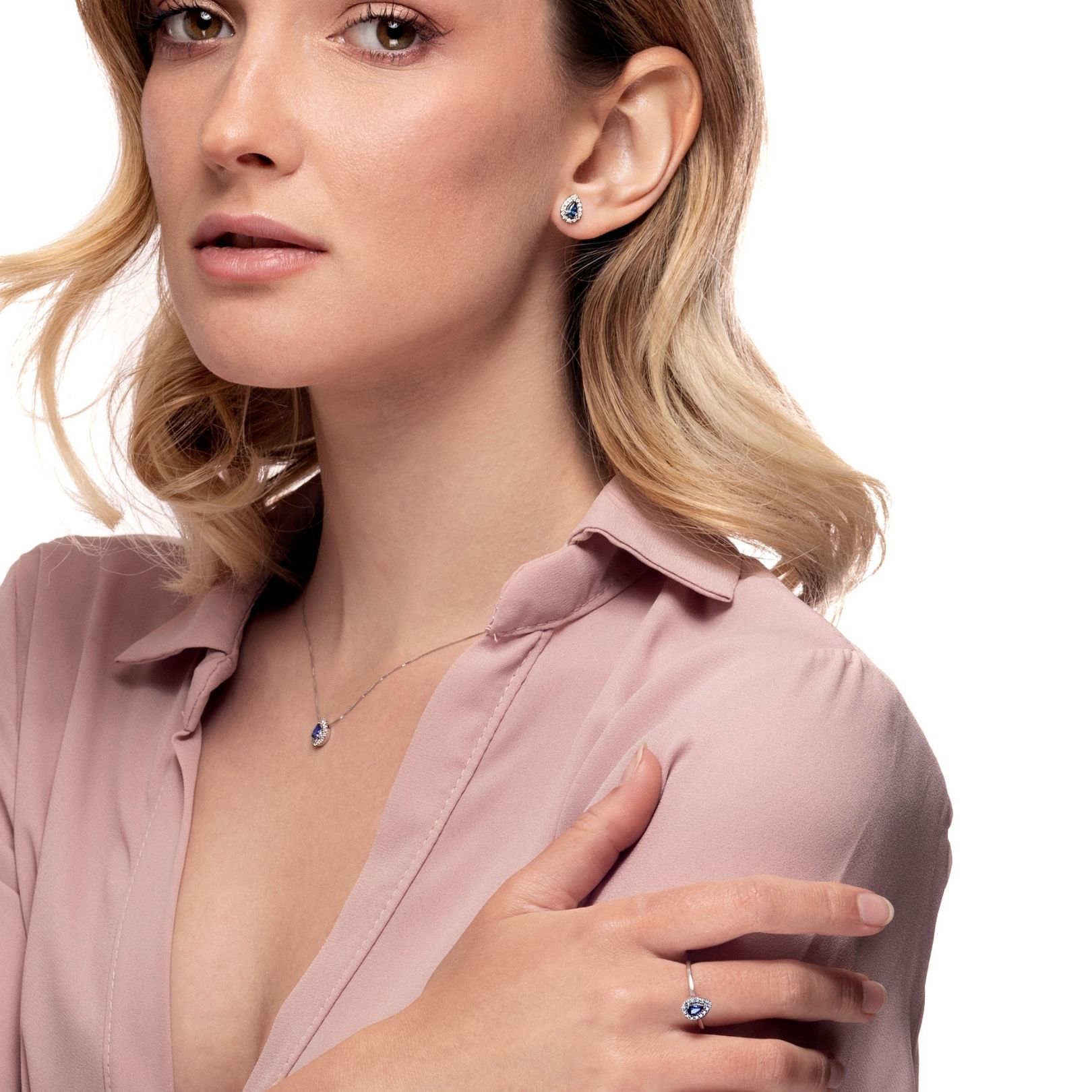 Orecchini diamanti e zaffiri EGOC9Z sapphires diamonds earrings sconto discount b