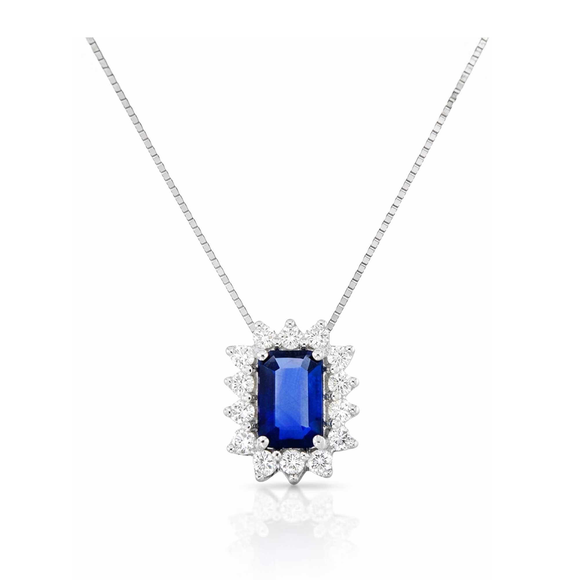 Collana con Ciondolo diamanti e zaffiro