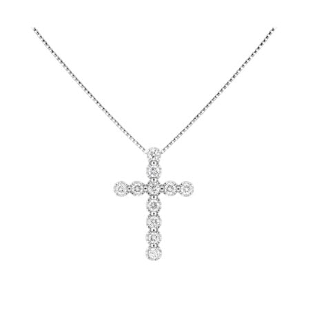 White gold necklace with diamonds cross