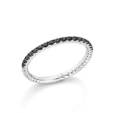 Anello veretta con brillanti neri