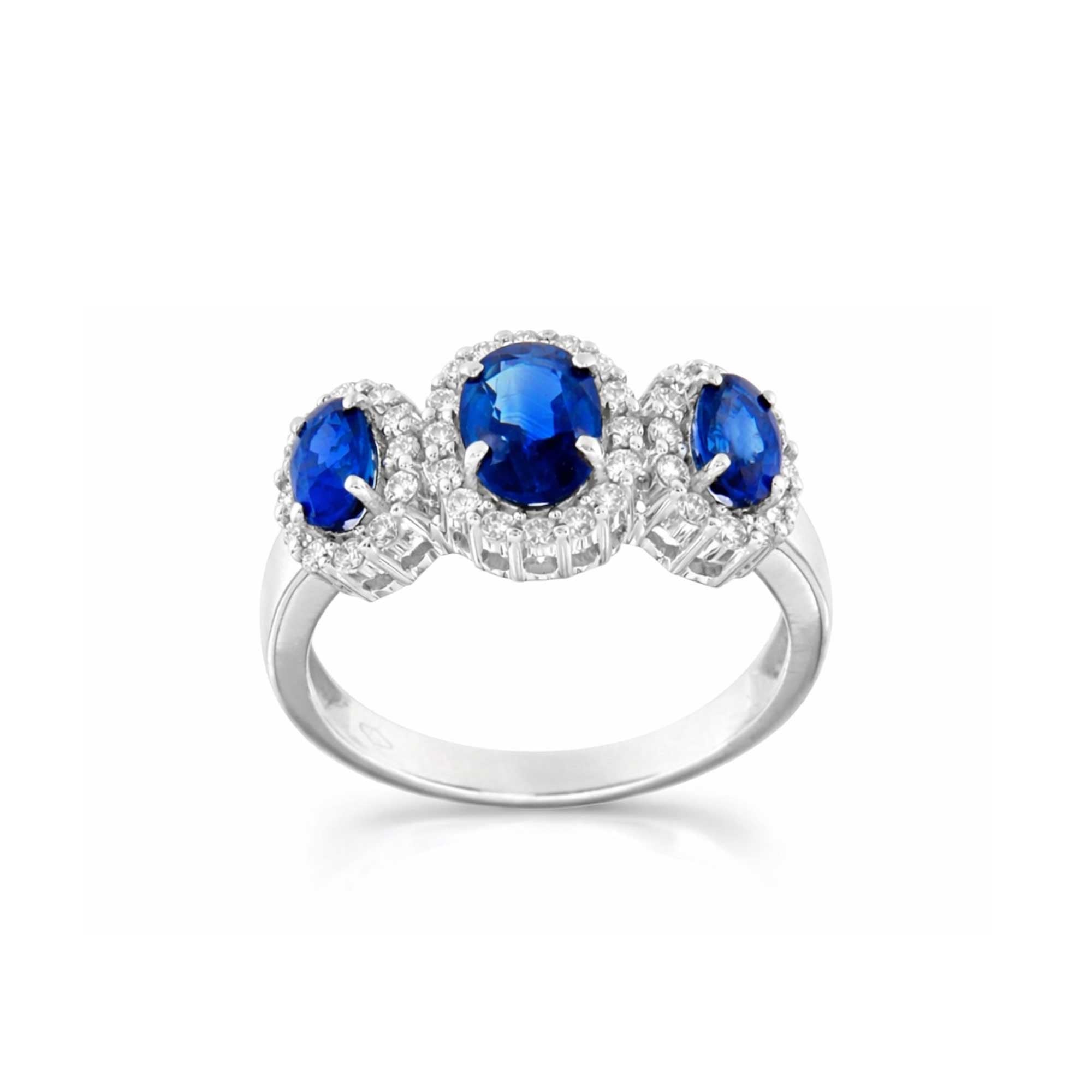 Anello in oro bianco zaffiri e diamanti