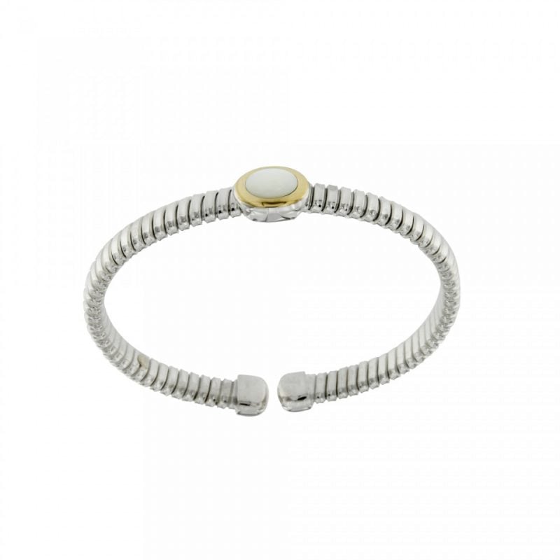 NUOVA BRT026mp-bracciale-tubogas-a-molla-in-argento-925-con-testina-in-oro-18ct-e-madreperla-960x960