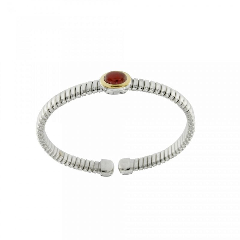 NUOVA bracciale-tubogas-a-molla-in-argento-925-con-testina-in-oro-18ct-e-corniola-BRT026Cor-960x960