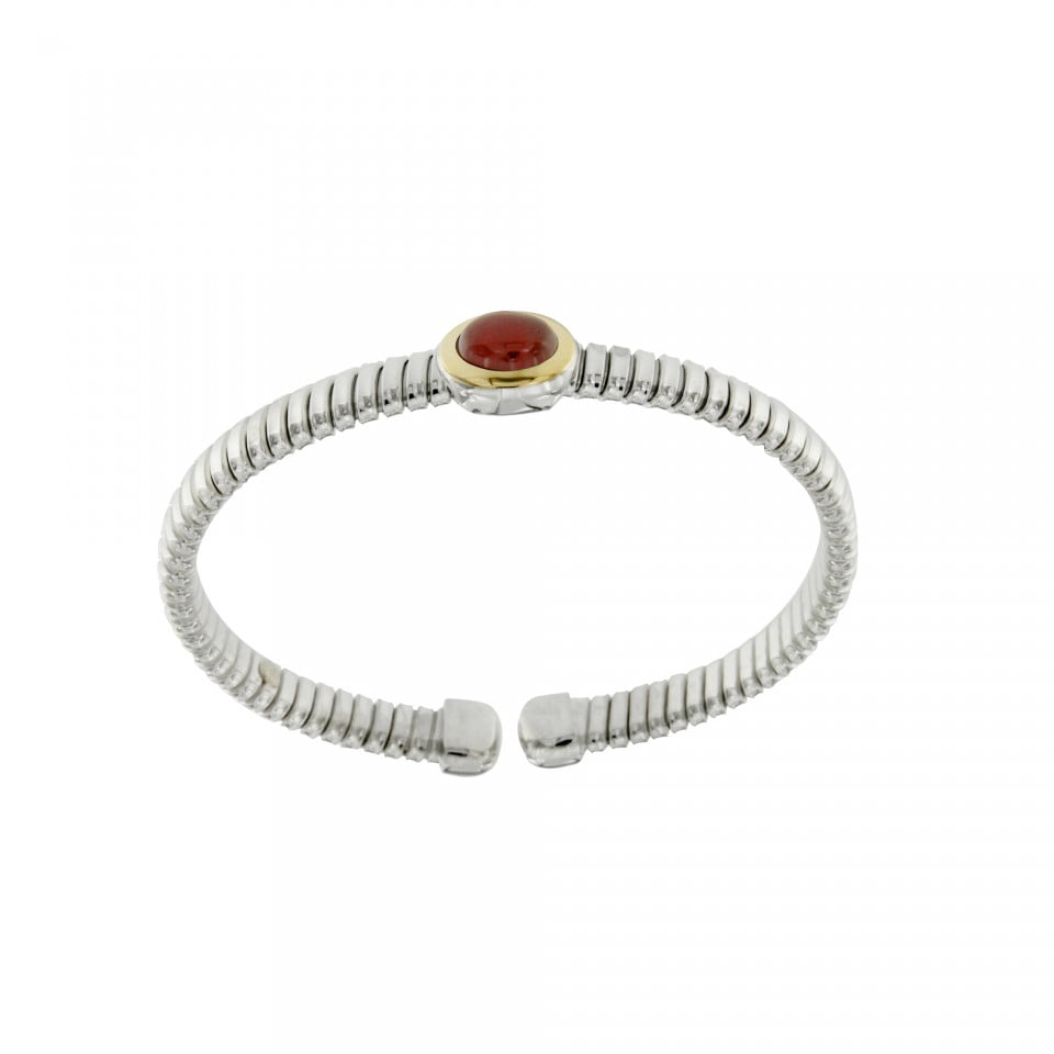 NUOVA bracciale-tubogas-a-molla-in-argento-925-con-testina-in-oro-18ct-e-corniola-BRT026Cor-960x960