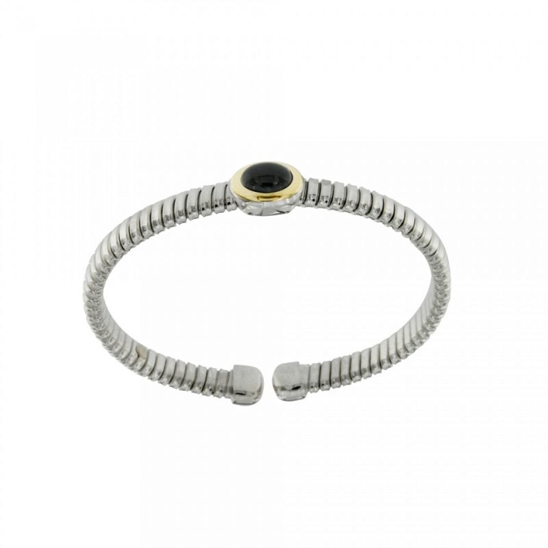 NUOVA bracciale-tubogas-a-molla-in-argento-925-con-testina-in-oro-18ct-e-onice-BRT026ON-960x960