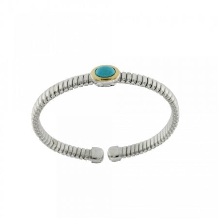 NUOVA bracciale-tubogas-a-molla-in-argento-925-con-testina-in-oro-18ct-e-pasta-di-turchese-BRT026TK-960x960
