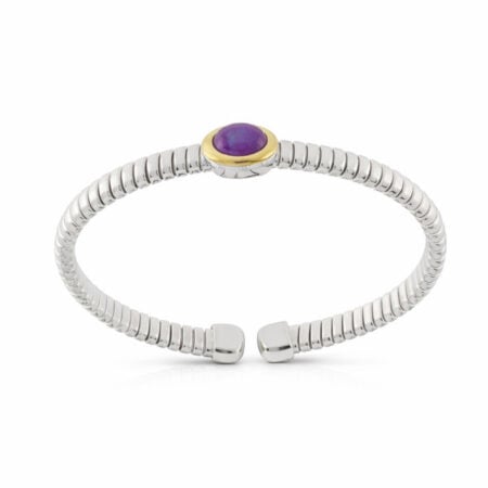 Bracciale Tubogas in argento testina oro e ametista
