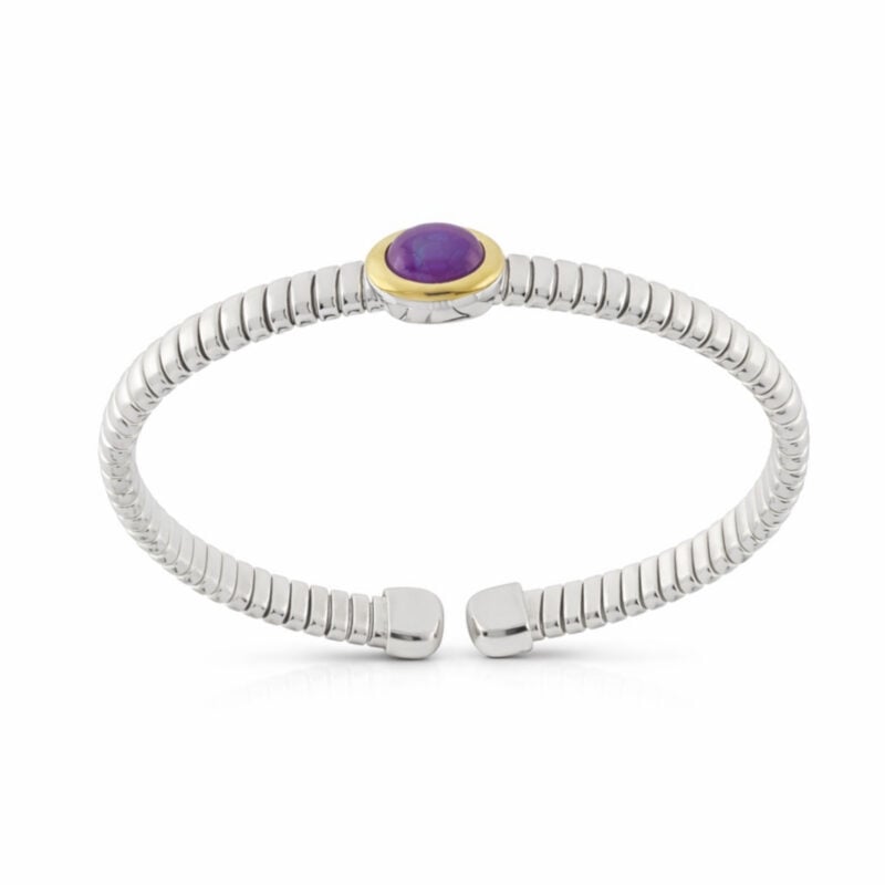 Bracciale Tubogas in argento testina oro e ametista