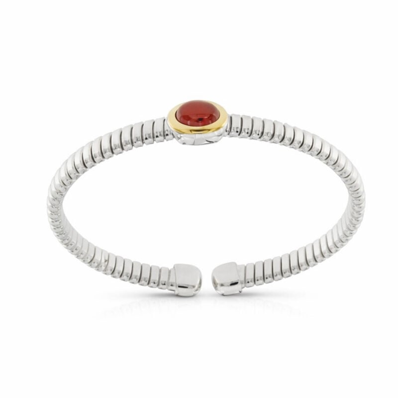 Bracciale Tubogas argento testina fili oro e corniola